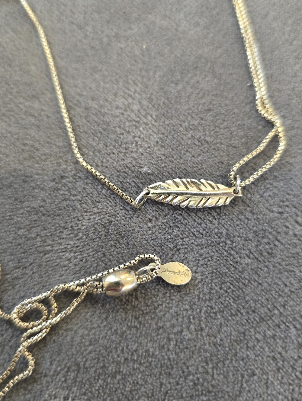Alex & Ani Sterling Silver Adjustable Feather Necklace